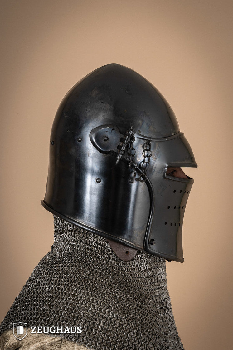 Bascinet Avenger 1.6mm Burnished Medieval Helmet - Authentic Knight Armor for LARP, Cosplay & Historical Reenactment