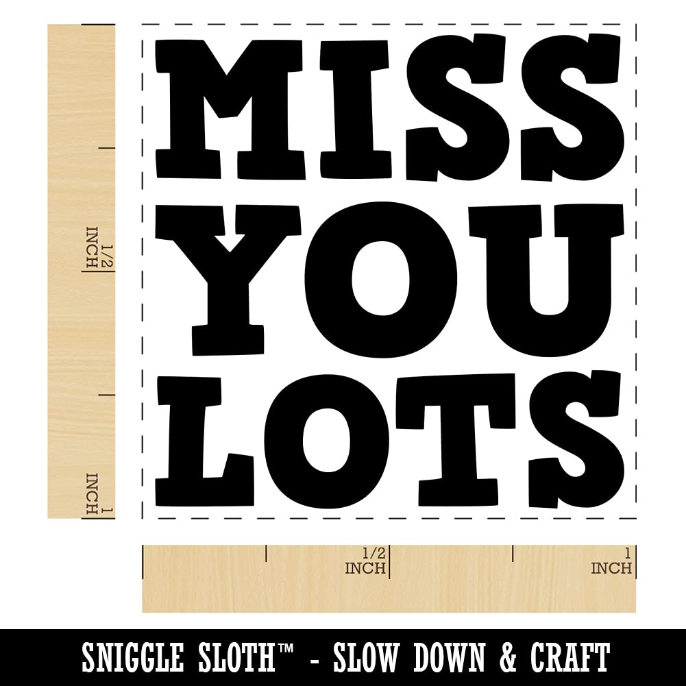Miss You Lots Fun Text Self-Inking Rubber Stamp - 1 Inch Small Red Ink Stamper for DIY Greeting Cards, Scrapbooking & Gift Wrapping