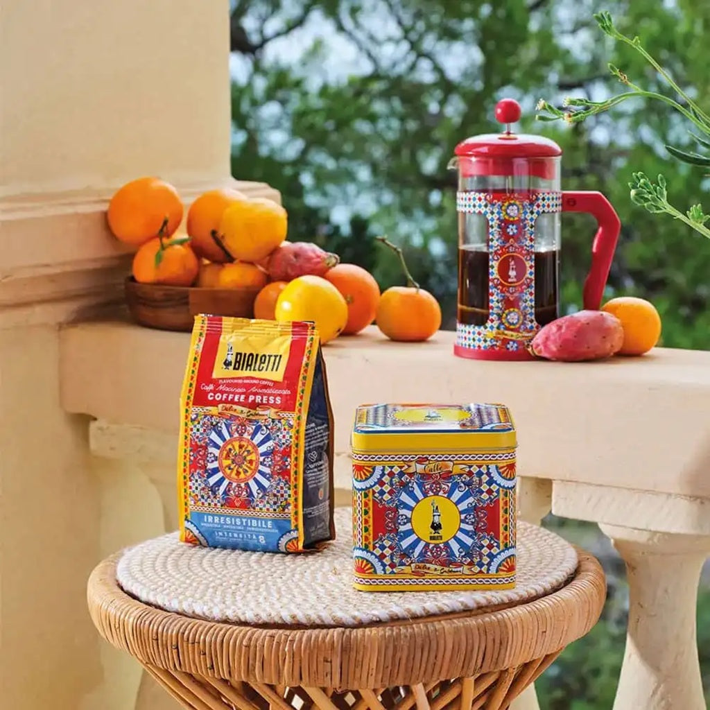 Bialetti Dolce & Gabbana Irresistibile Coffee Press Gift Tin 300g - Premium Italian Espresso for Home & Office Use