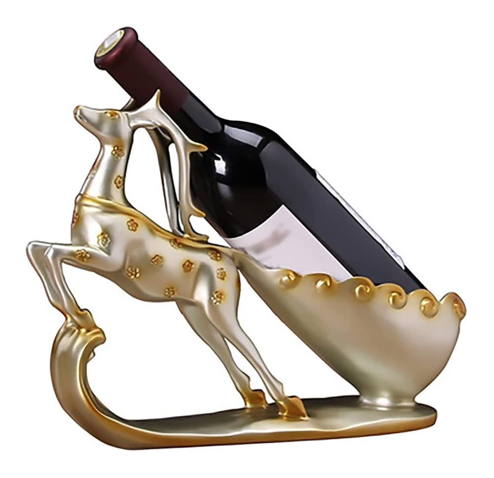 Resin Reindeer Wine Bottle Holder Stand - Countertop Single Glass Storage Display Shelf for Red Wine, Bar & Home Decor | Perfect for Kitchen, Dining Room & Wine Cellar Cabinet