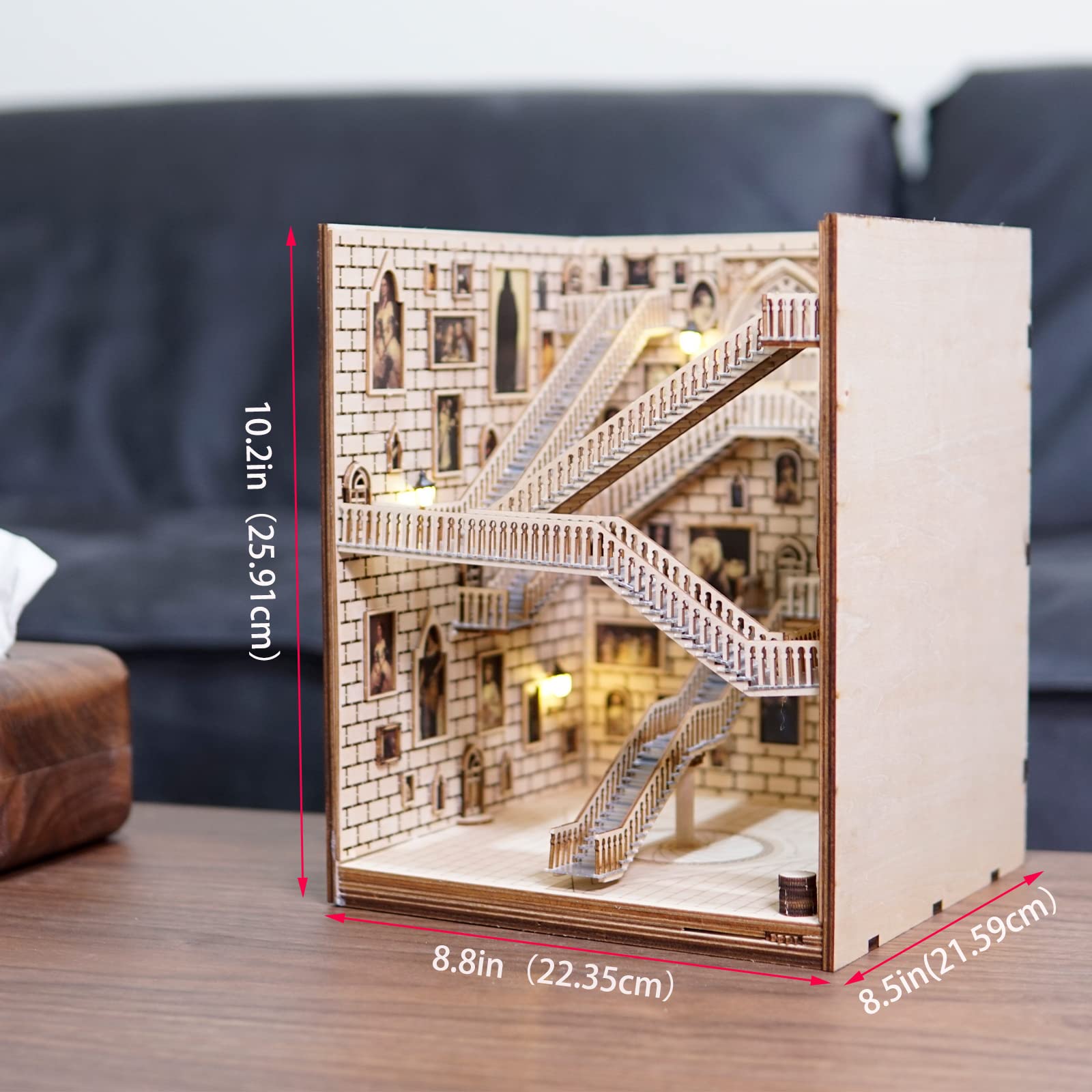Magic School LED Book Nook Kit - 3D Wooden Puzzle Bookend for Adults & Teens | DIY Bookshelf Insert Decor for Home, Office, Library | Creative Gift for Women, Men, Book Lovers - Perfect for Reading Nooks, Study Rooms & Cozy Spaces