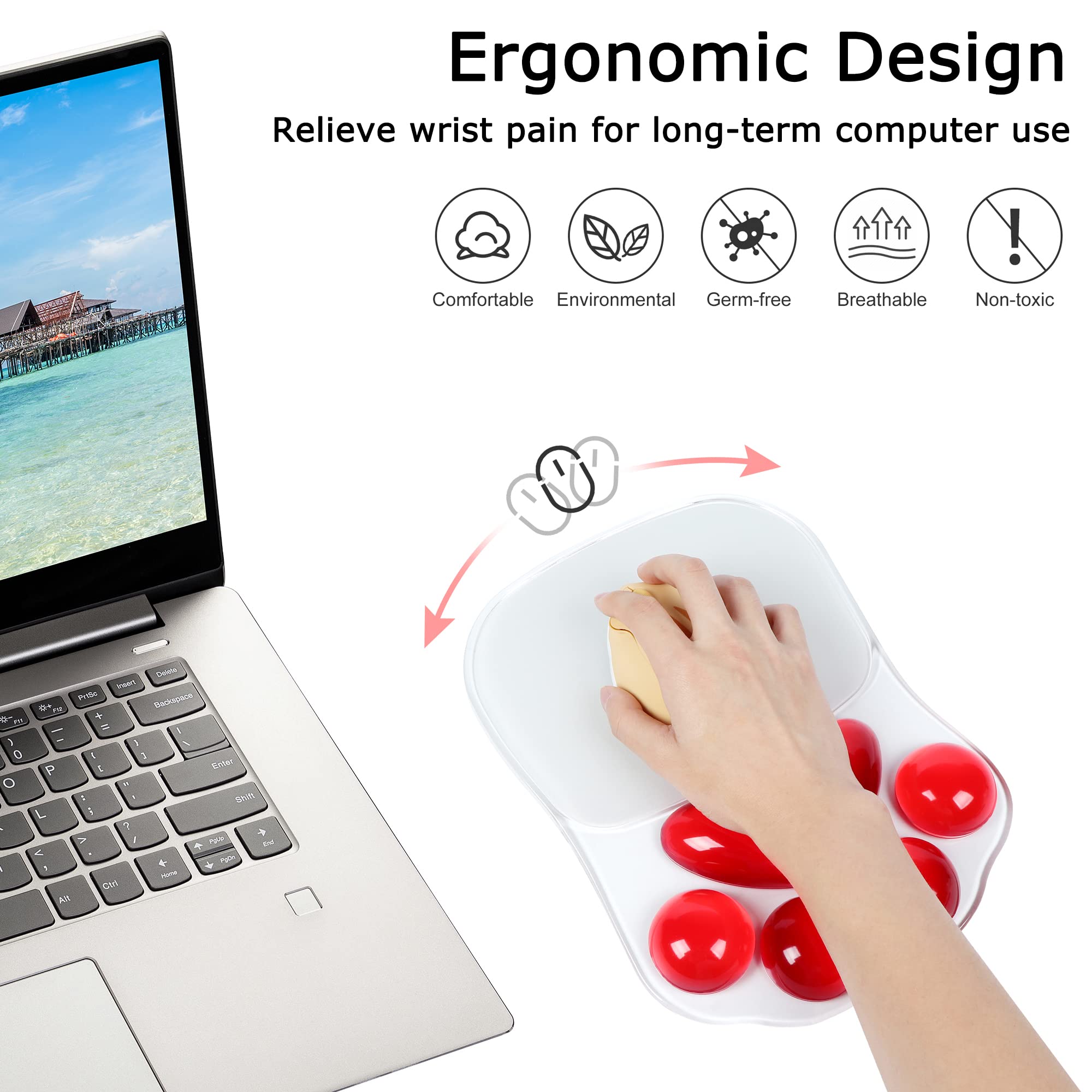Cute Small Cat Claw Wrist Rest Mouse Pad - Silicone Gel Crystal Transparent Comfort Soft Ergonomic Desk Wrist Support - Anti-Slip Mouse Mat for Home Office Gaming (Perfect for Work, Study & PC Gaming Sessions)