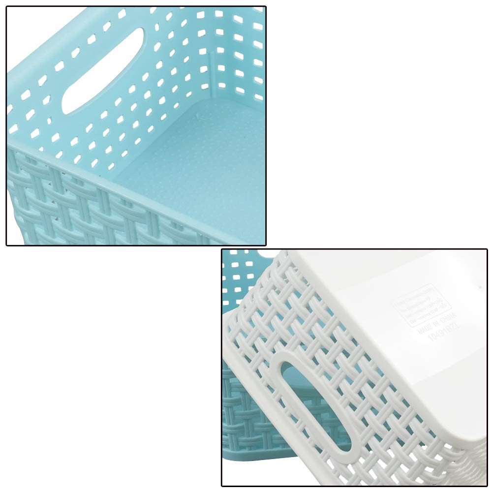 Vababa 6-Pack Plastic Storage Baskets & Bins - Organize Closet, Bathroom, Kitchen & Office Supplies - Durable Stackable Home Organization Containers