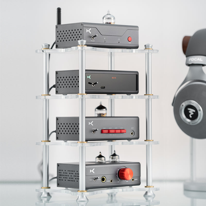 xDuoo X R01 Premium Multilayer Acrylic HiFi Audio Rack - Compact Stand for Small Amps & DACs - Perfect for Home Studio, Office, and Audiophile Setups