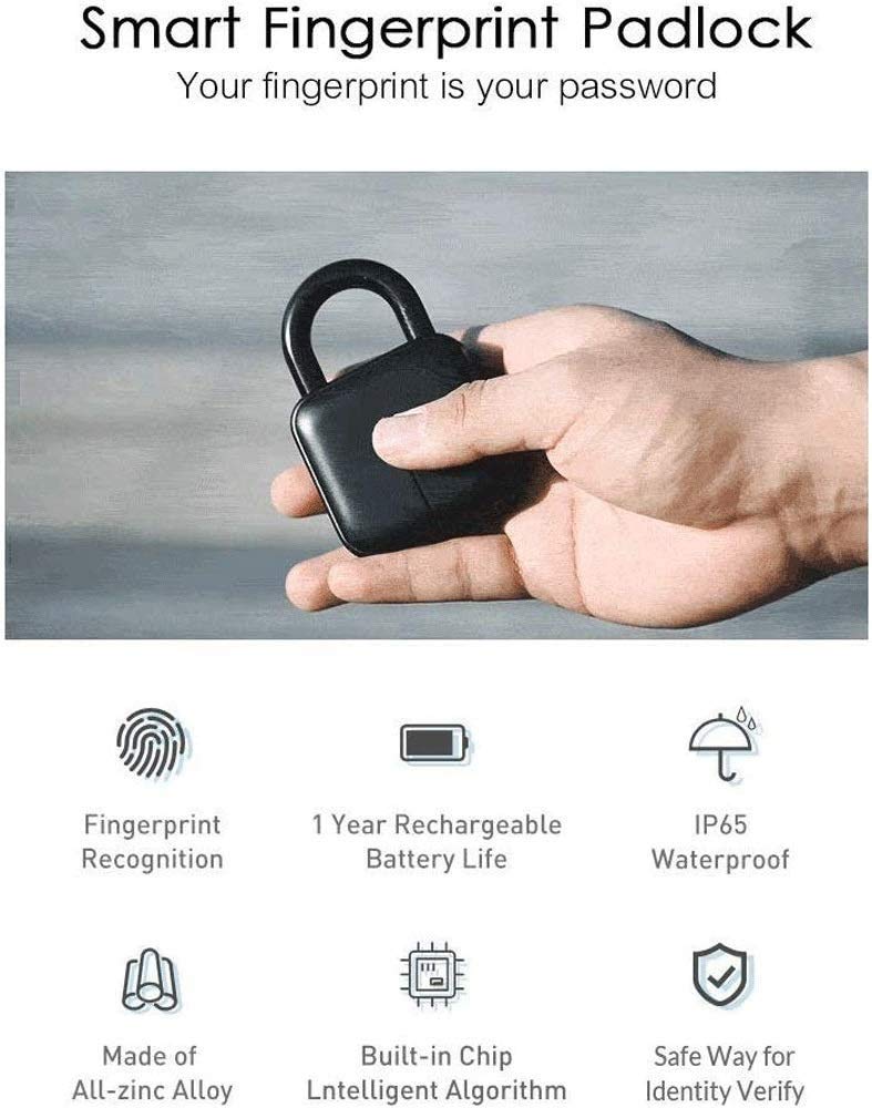 Smart Fingerprint Lock - Keyless Entry for Gym Lockers, Luggage, Travel, Home Doors, Suitcases, Backpacks, School, Bike & Office - Secure & Convenient Access for On-the-Go Lifestyle