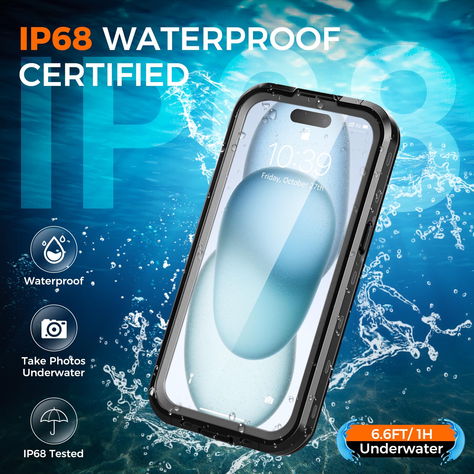 **Waterproof iPhone 15 Case - IP68 Certified, Full-Body Protection with MagSafe Compatibility | Shockproof, Anti-Scratch TPU+PC Cover for iPhone 15 | Perfect for Swimming, Outdoor Adventures & Daily Use**