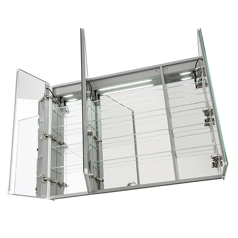 Aquadom Signature Royale 36x36 LED Lighted Triple Door Medicine Cabinet - Modern Bathroom Mirror with Storage for Makeup, Shaving & Essentials