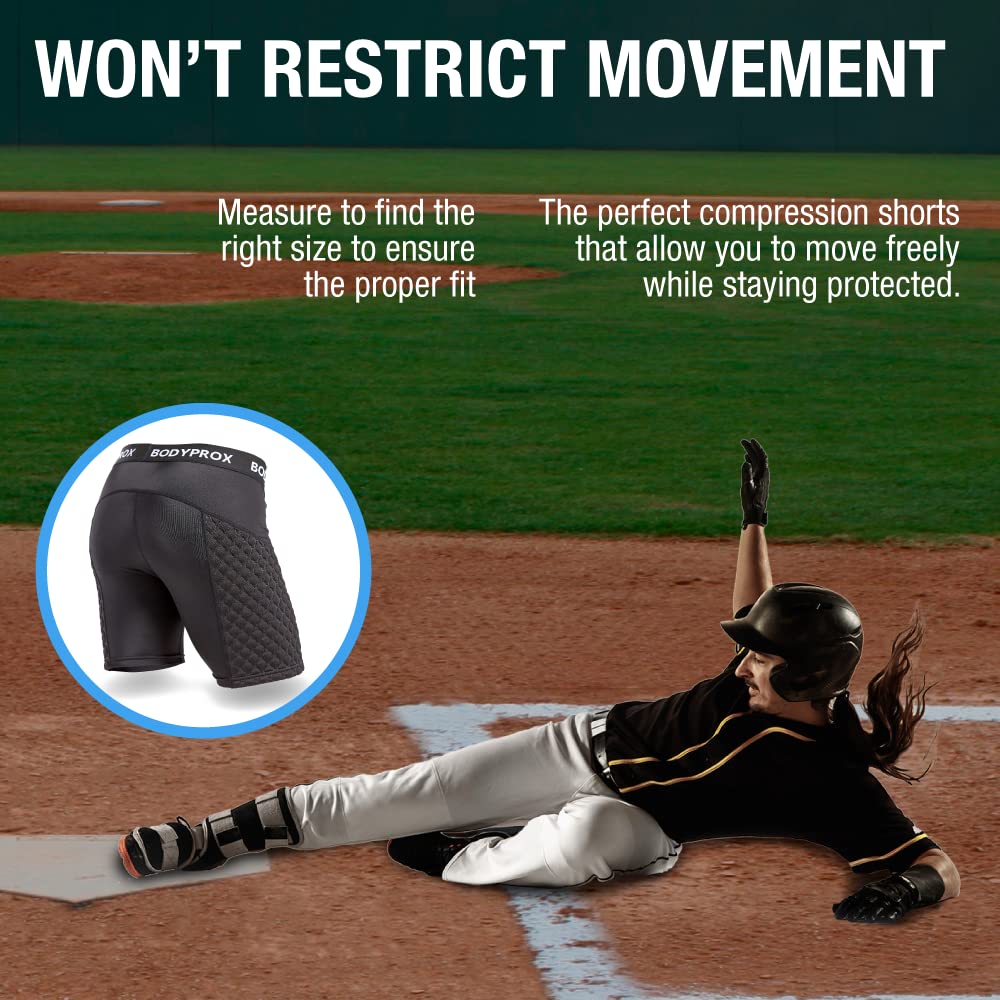 Bodyprox Men's Baseball Sliding Shorts with Compression & Padded Protection - Perfect for Baseball, Softball & Training Sessions