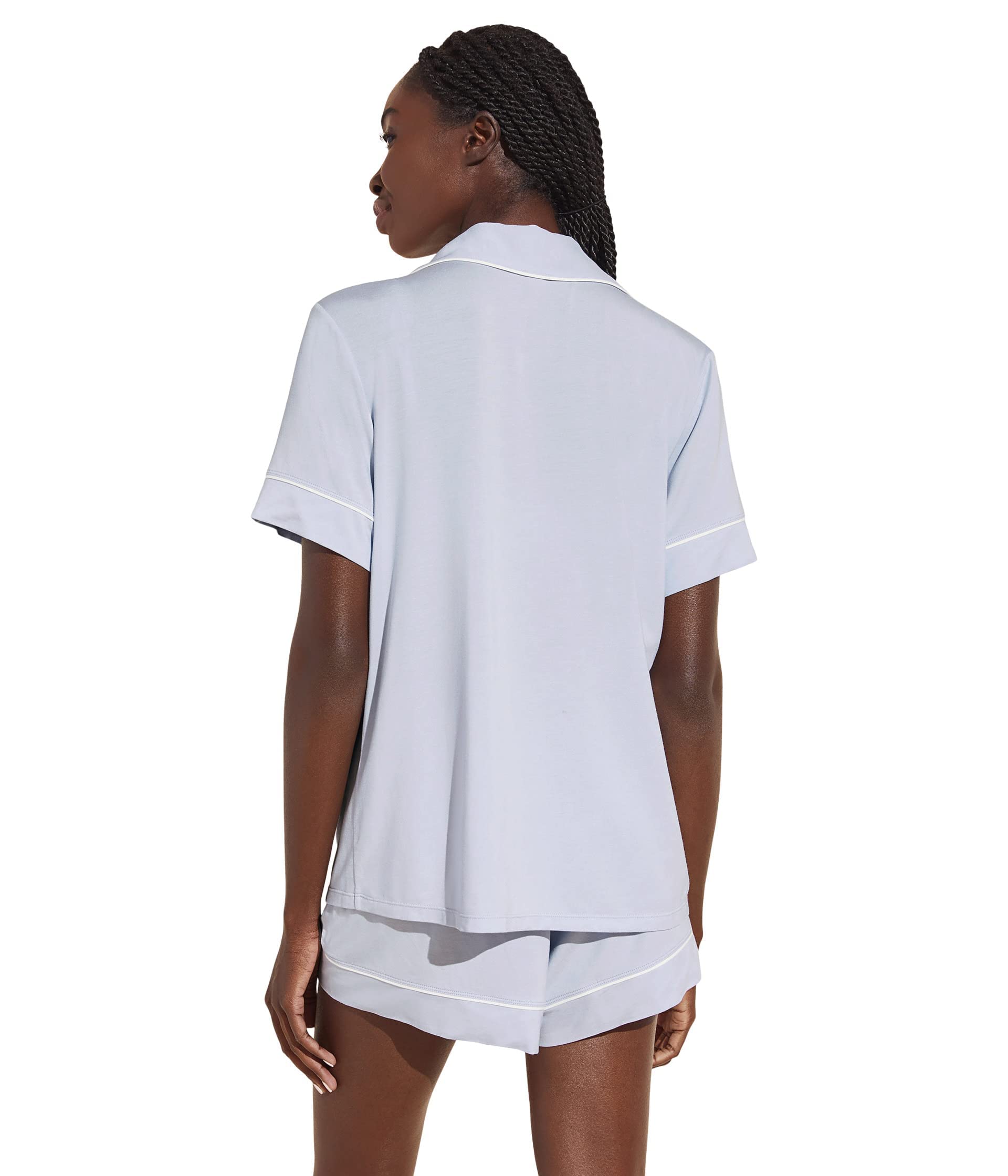 Eberjey Gisele Classic Women's Pajama Set - Soft Short Sleeve Button Down Sleep Shirt with Front Pocket & Comfortable Elastic Waist Shorts | Perfect for Relaxing at Home, Lounging & Summer Nights