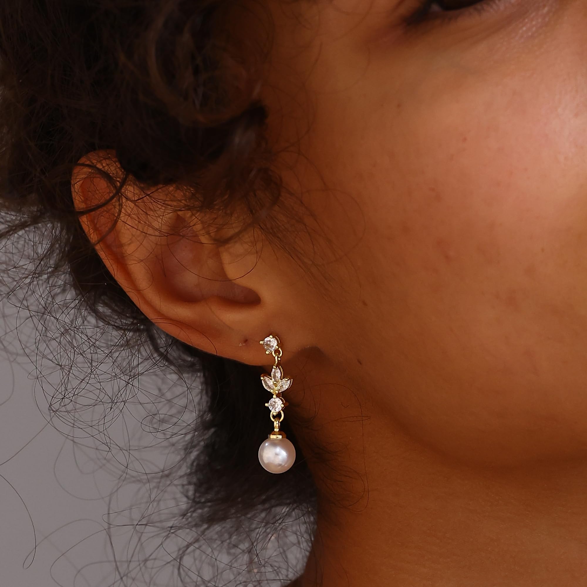 14K Gold Pearl Drop Earrings for Women - Elegant Dainty Wedding Jewelry, Bridal Pearl Stud Earrings, Trendy Gold Dangling Earrings | Perfect for Weddings, Parties, Date Nights & Special Occasions