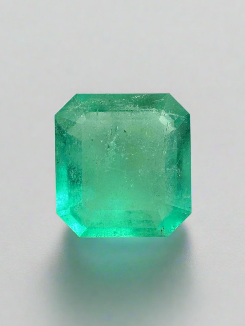 3.59 Carat 10.5x10mm Spring Green Loose Colombian Emerald Asscher Cut Gemstone for Jewelry Making, Engagement Rings & Luxury Gifts