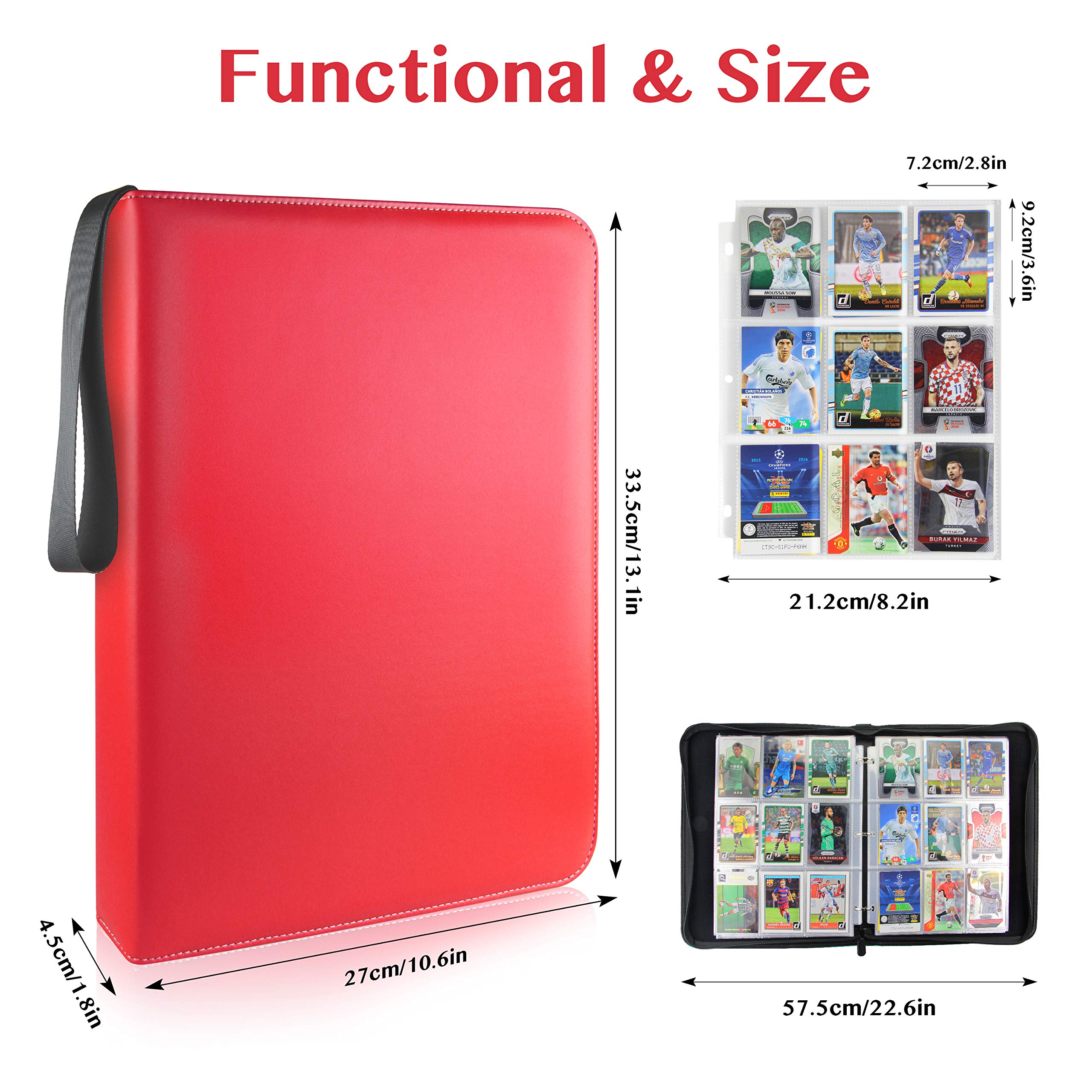 9-Pocket TONESPAC 900 Trading Card Binder - Portable Storage Case with Removable Sheets for Sports, Baseball & Collectible Cards | Premium Card Collection Organizer for Collectors | Perfect for TCG, MTG & Pokemon Cards (Red)