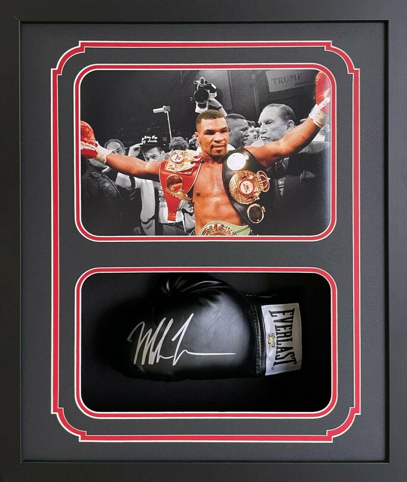 Authentic Mike Tyson Signed Boxing Gloves with Hologram & Belts - Limited Edition Shadow Box Display - Perfect for Boxing Memorabilia Collectors & Man Cave Decor