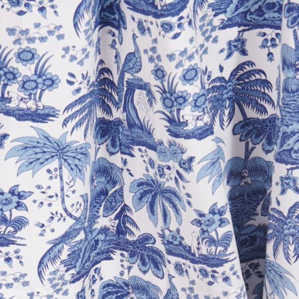 WELLS DRESS | Blue Toile Floral Print Dress - Perfect for Summer Weddings, Garden Parties & Casual Outings