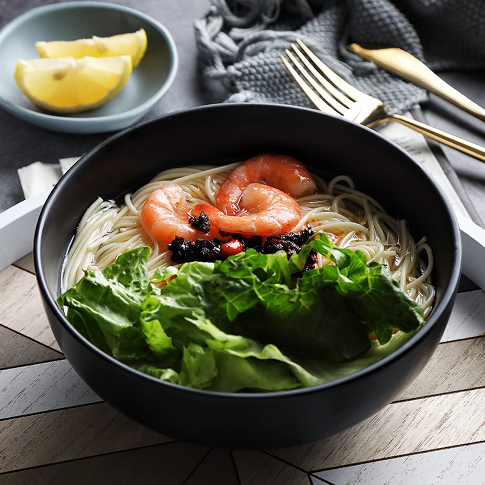 Premium Ceramic Ramen Bowl Set - 4-Piece Deep Rice & Noodle Bowls for Soup, Cereal, Pasta - Microwave & Dishwasher Safe Kitchenware (3 Color Options) - Perfect for Asian Cuisine, Quick Meals & Family Dining
