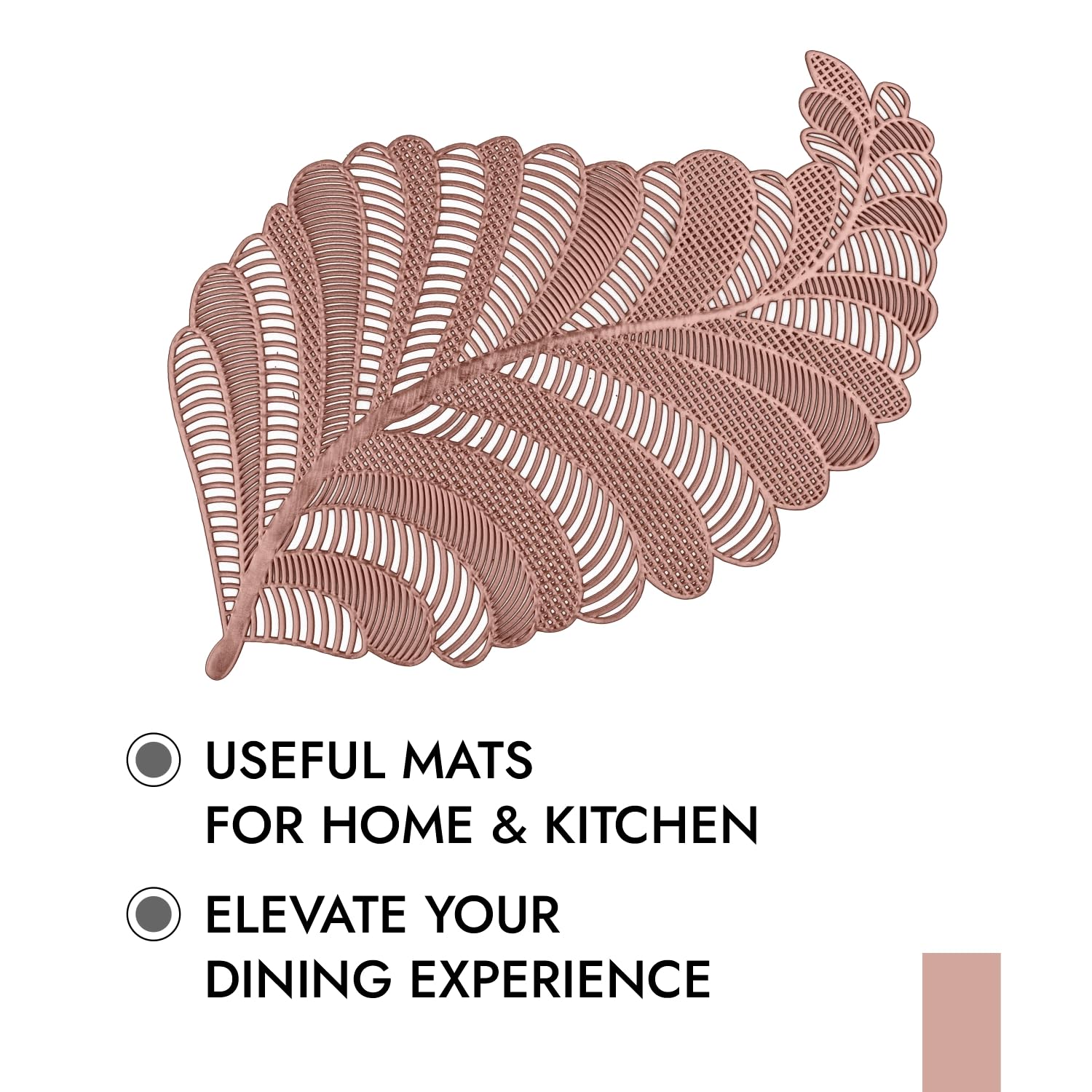 Kuber Industries Leather Side Table Mats Set of 2 - Leaf Shaped Copper Table Runner for Bedroom, Dining & Center Table Decor | Waterproof & Heat Resistant for Daily Use, Home Styling & Gift Giving