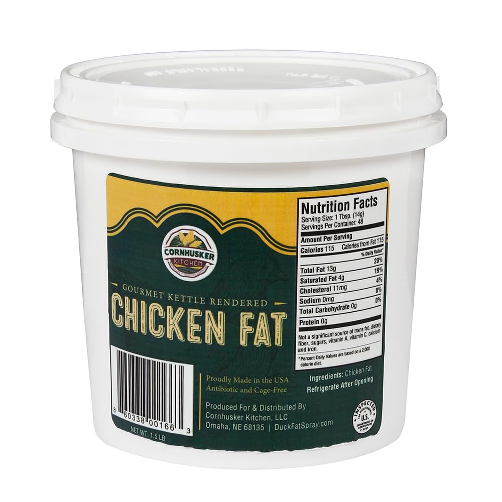 Premium Rendered Chicken Fat for Cooking & Baking - 1.5 lb Paleo-Friendly Tub | High-Quality Cooking Oil for Roasting, Frying & Baking | Perfect for Keto, Whole30 & Healthy Recipes by Cornhusker Kitchen