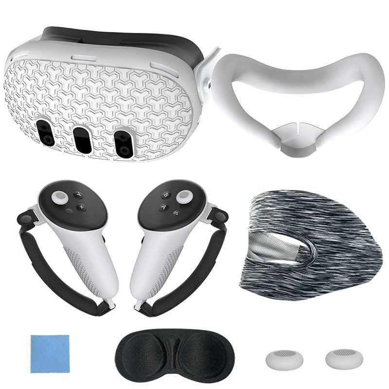 Meta Quest 3 VR Protective Case Set - Headset Cover, Controller Grips, Face Cushion & Lens Protector | Durable Accessories Kit for Enhanced Gaming Comfort | Perfect for VR Gaming, Fitness & Entertainment