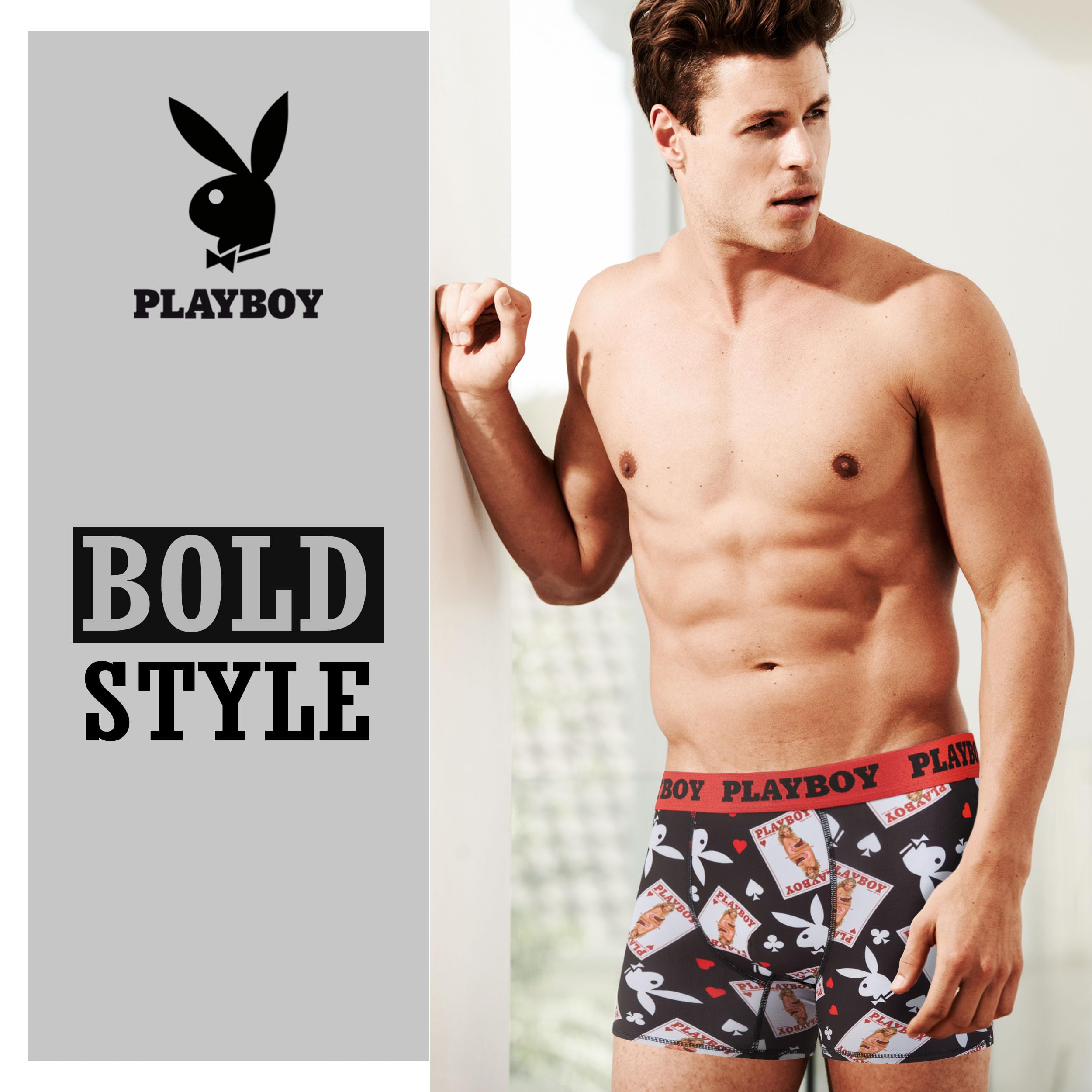 Playboy Men's Underwear - Comfortable Cotton Boxer Briefs with Funny Prints - Perfect Gift for Boyfriend, Husband & Funny Gifts for Men - Great for Everyday Wear, Lounge & Gag Gifts