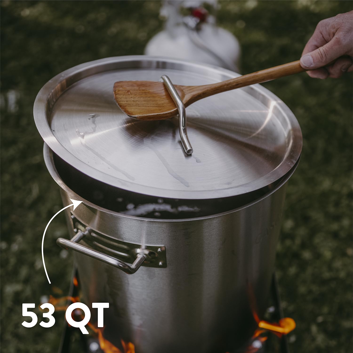 GasOne 53qt Stainless Steel Stockpot with Basket & Lid - Heavy-Duty Reinforced Bottom for Deep Frying, Turkey Frying, Beer Brewing - Ideal for Soup Making, Seafood Boil, Large Batch Cooking - Commercial & Home Kitchen Use