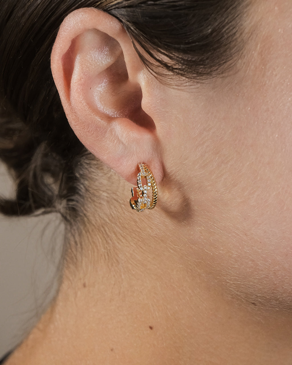 CZ Chain Link Hoop Earrings for Women - Gold Rope Design Dangle Earrings | Trendy Fashion Jewelry for Party, Date Night & Everyday Wear