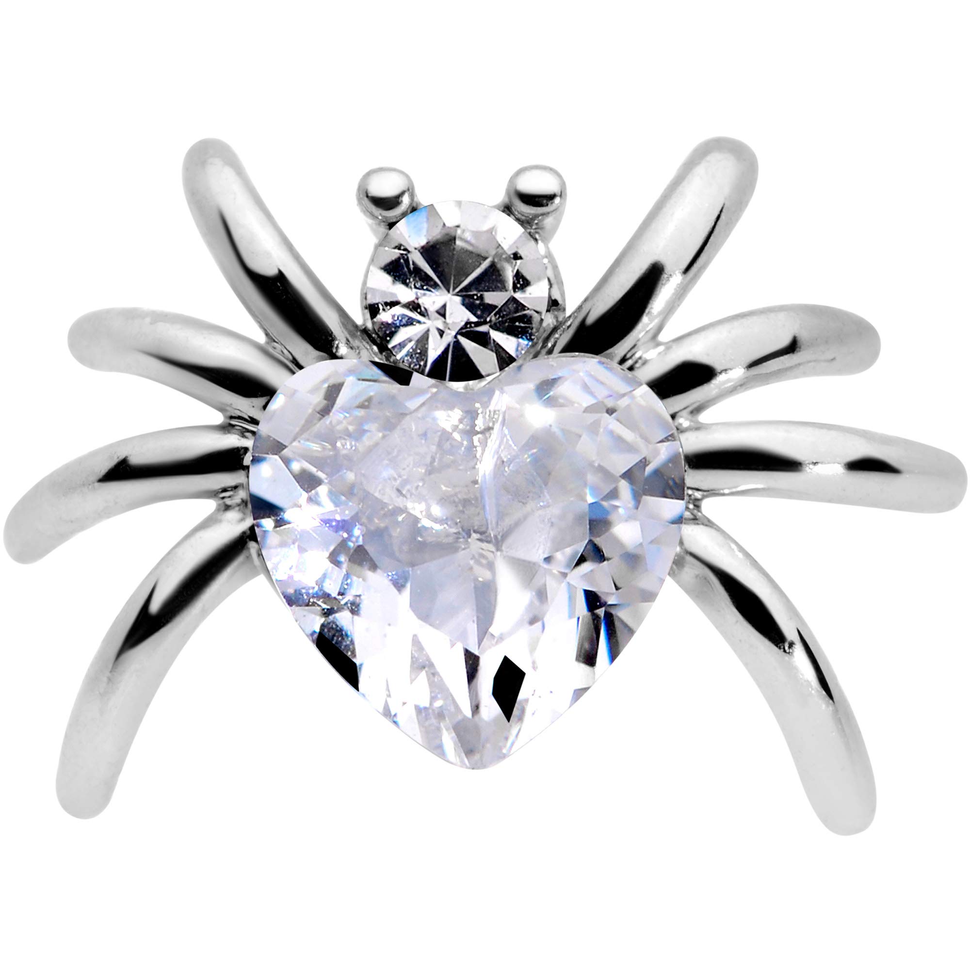 Body Candy Women's 16 Gauge 316L Stainless Steel Heart Spider Cartilage Earrings - Helix, Tragus & Conch Piercing Jewelry - 1/4