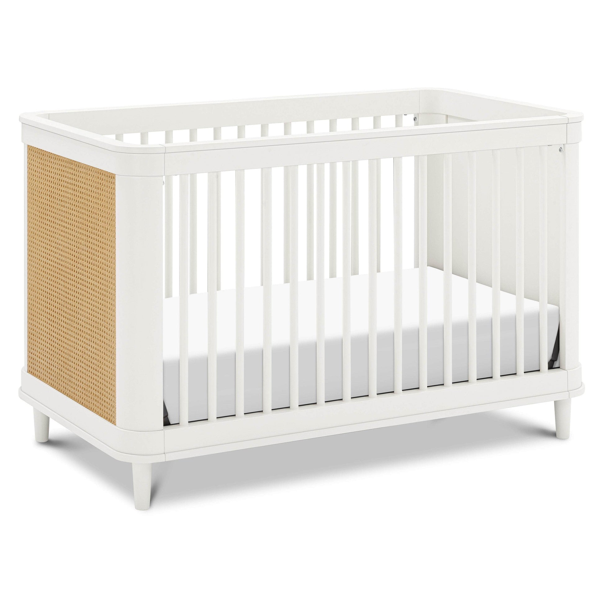 3-in-1 Convertible Baby Crib with Canopy - White Nursery Furniture for Newborns to Toddlers | Perfect for Bedrooms, Daycares & Nursery Rooms