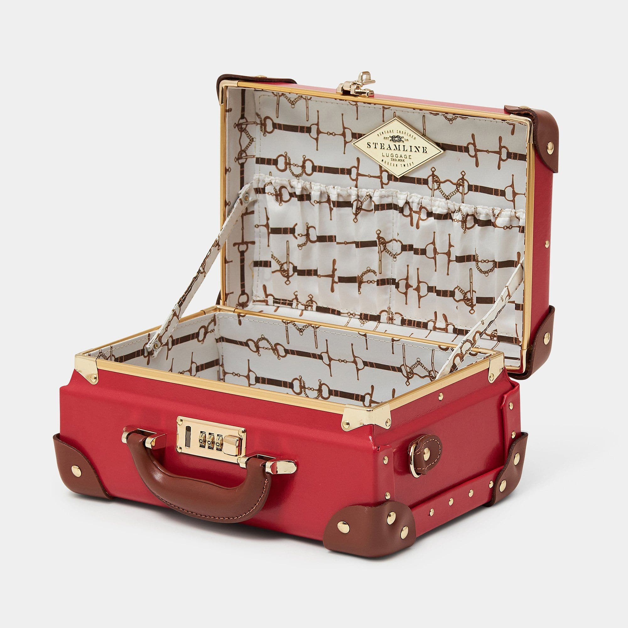The Diplomat Red Vanity Case - Elegant Makeup Organizer with Mirror for Travel & Home Use | Perfect for Cosmetics, Jewelry & Toiletries Storage