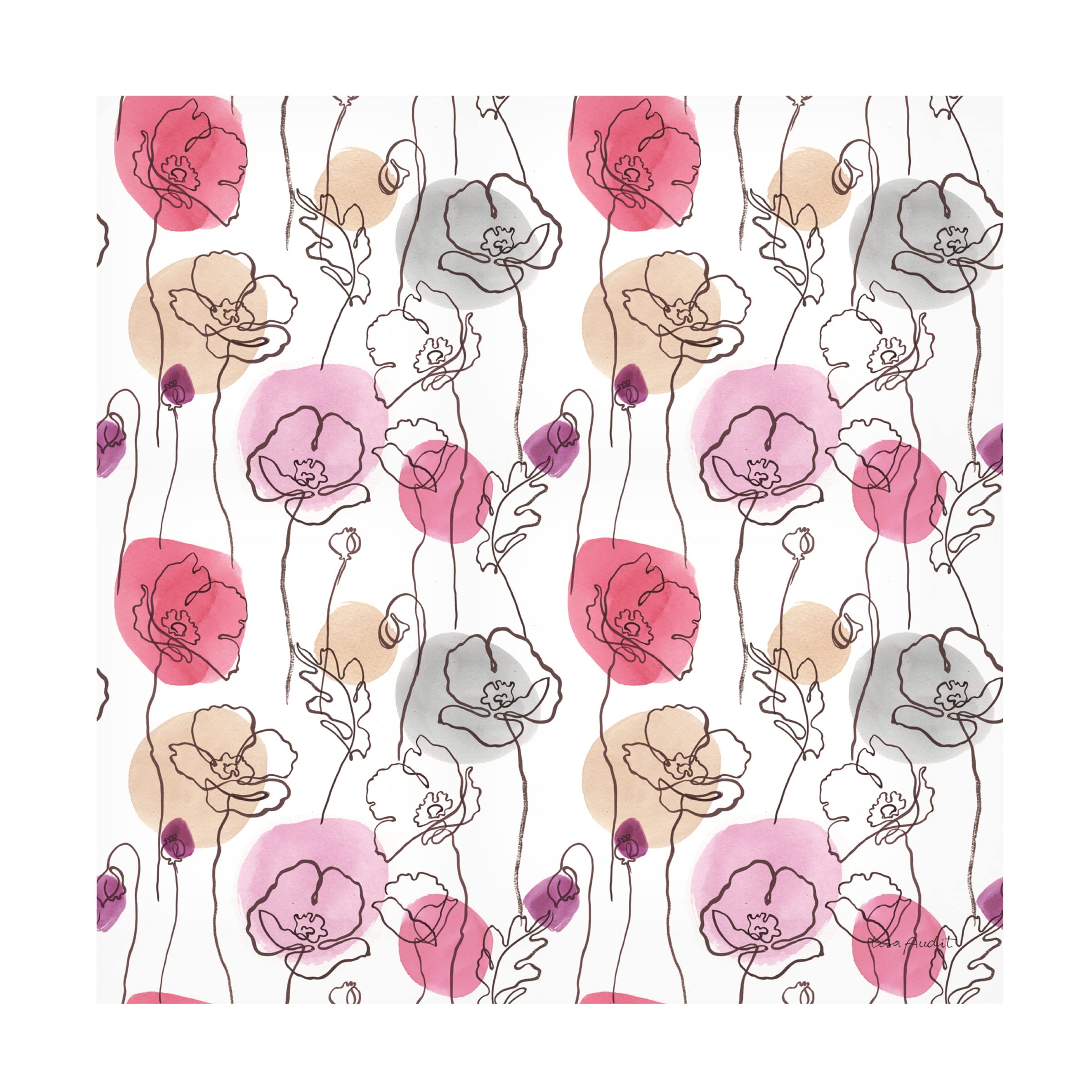 Lisa Audit 'Think Pink 15' Framed Canvas Wall Art - Pink Floral Painting for Living Room, Bedroom & Office Decor