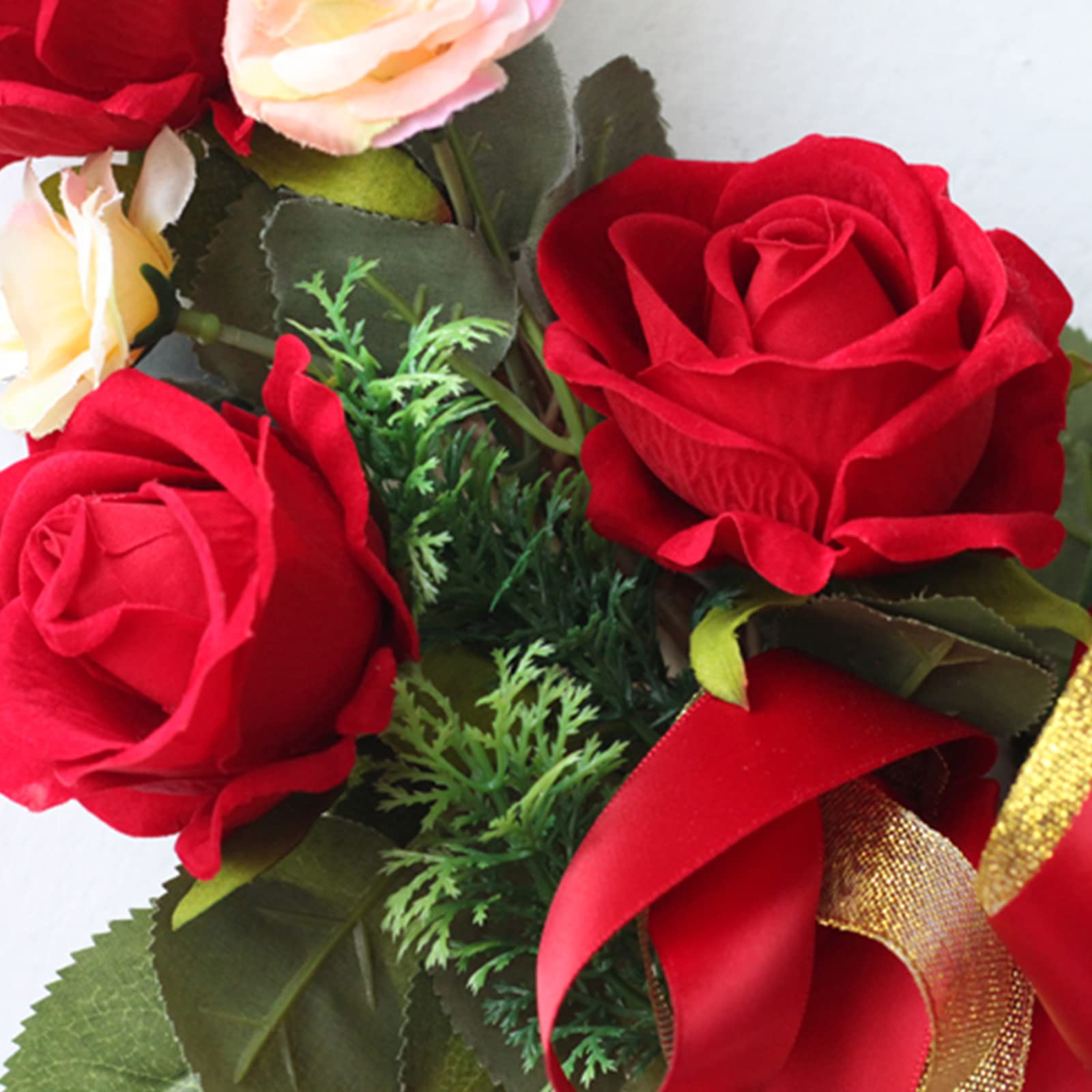 WYSRJ Artificial Rose Flower Wreath - Heart-Shaped Valentine's Day Wreath for Front Door, Wedding Party & Home Decor | Spring Floral Wreath for Valentine's, Anniversary & Romantic Home Decoration