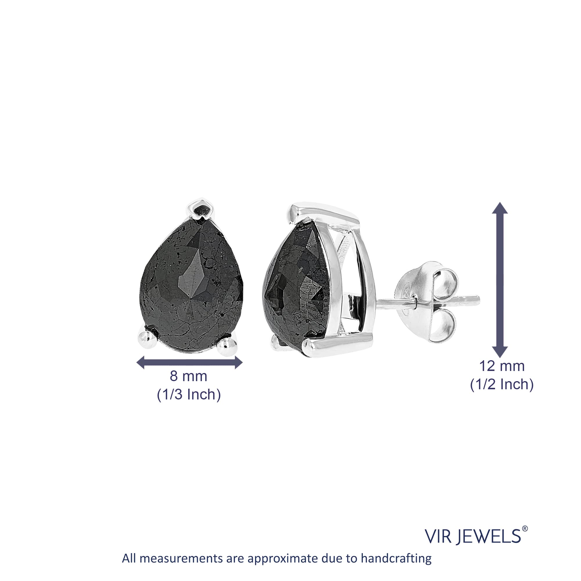 4.50 CTTW Pear Shape Black Diamond Stud Earrings in .925 Sterling Silver - Prong Set for Women, Gift for Her, Anniversary, Wedding, Party & Special Occasions