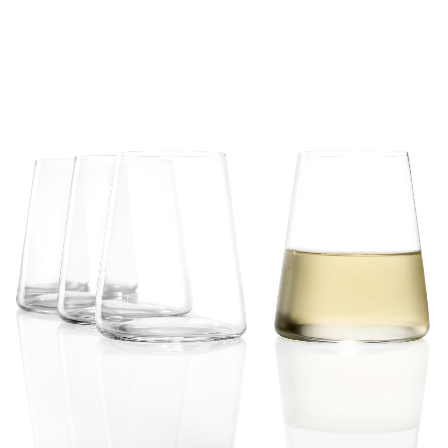Stölzle Lausitz 12.75oz Stemless White Wine Glasses Set of 4 - Premium Crystal, Dishwasher Safe & Durable - Perfect for Parties, Weddings & Home Entertaining