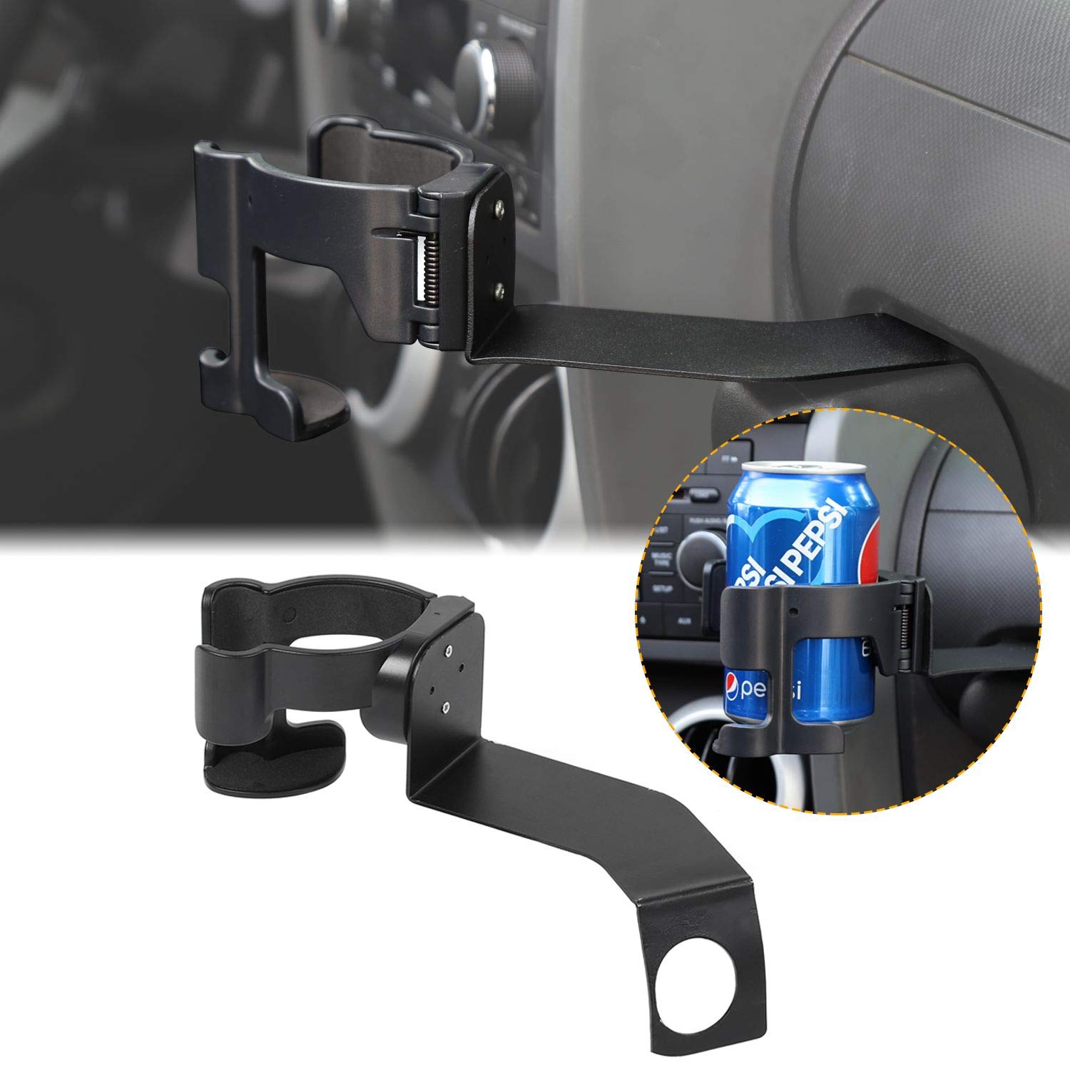 CheroCar Universal Car Phone Holder & Cup Mount Stand - Compatible with Jeep Wrangler JK JKU 2007-2010 | Multi-Function Organizer for Smartphones, Drinks & Small Items | Perfect for Road Trips, Commuting & Off-Road Adventures