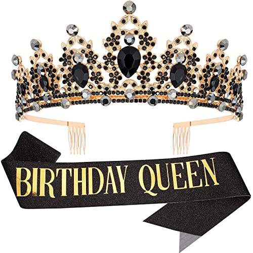 Black Gold Tiara+Black Gold Sash