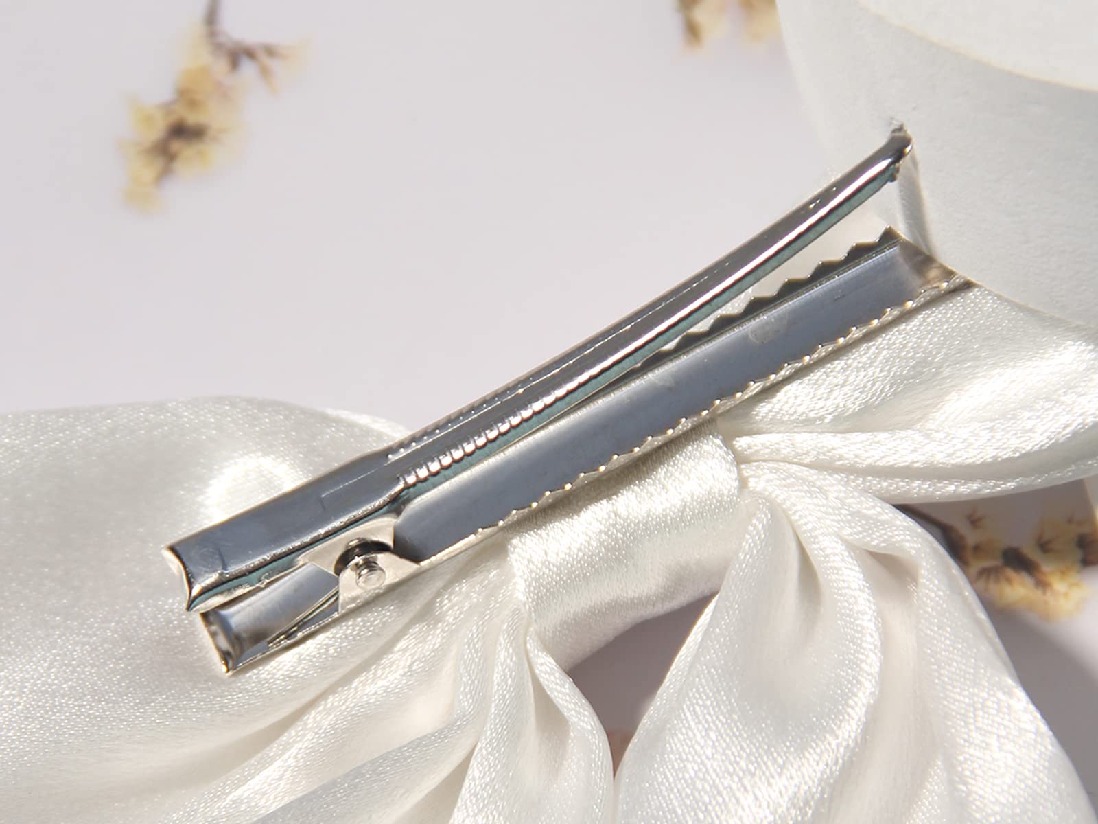 Elegant White Satin Hair Bows for Women & Girls - 2pcs Long Tail Ribbon Hair Clips, Big Pompom Barrettes Hair Accessories | Perfect for Weddings, Parties & Everyday Style