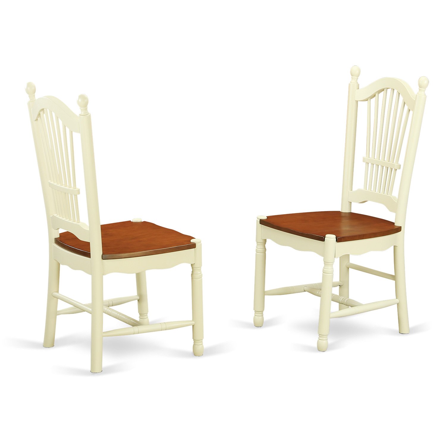 East West Furniture NDDO3-WHI-W 3 Piece Dining Set - 30x48 Inch Rectangle Drop Leaf Table with 2 Wooden Chairs in Buttermilk & Cherry - Perfect for Small Spaces, Breakfast Nooks, and Cozy Apartments