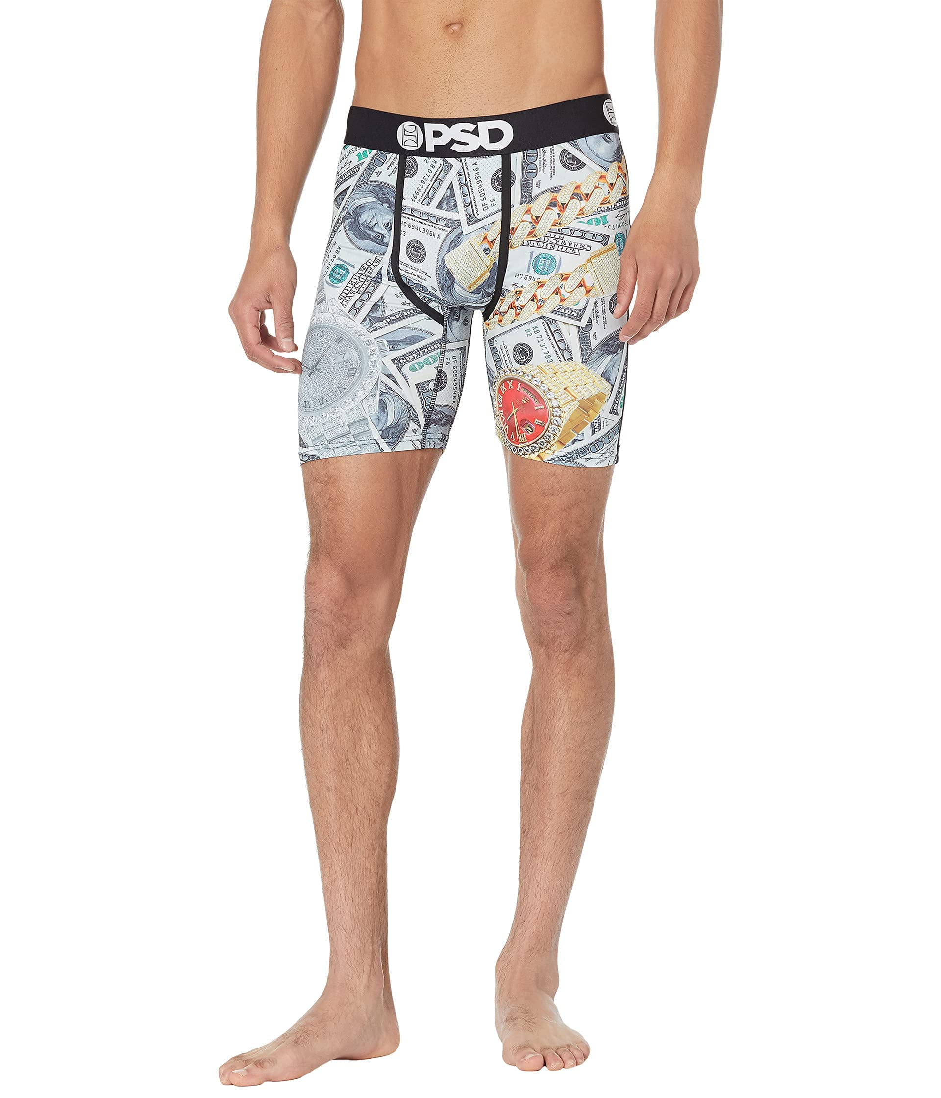 PSD Men's Boxer Briefs - Soft Cotton Underwear with Comfortable Waistband (Black/Money Shot, Large) - Perfect for Everyday Wear, Gym & Travel