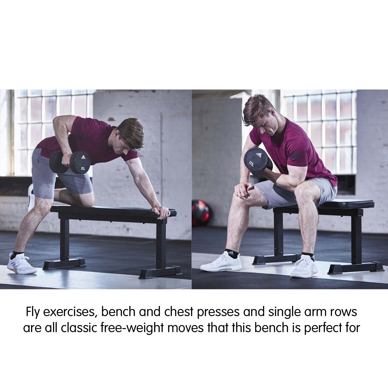 Adidas Essential Flat Weight Bench for Home Gym Workouts - Perfect for Strength Training, Dumbbell Exercises & Full-Body Fitness