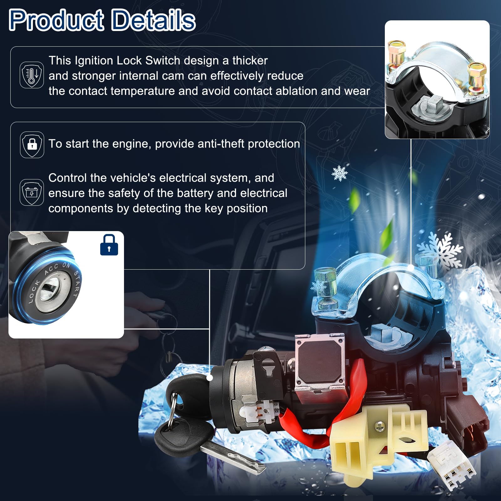 Ignition Lock Switch Assembly 81905-C2510 for 2015-2019 Hyundai Sonata - Complete Ignition Lock Cylinder & Housing Kit with 2 Door Locks, Glovebox Lock & 2 Keys (81970-C1A00) - Perfect for Car Security & Key Replacement