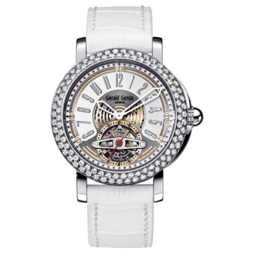 Gerald Genta Arena Tourbillon Snow White Platinum & Diamond Luxury Watch for Men - Elegant Timepiece for Formal Events, Business Meetings & Special Occasions