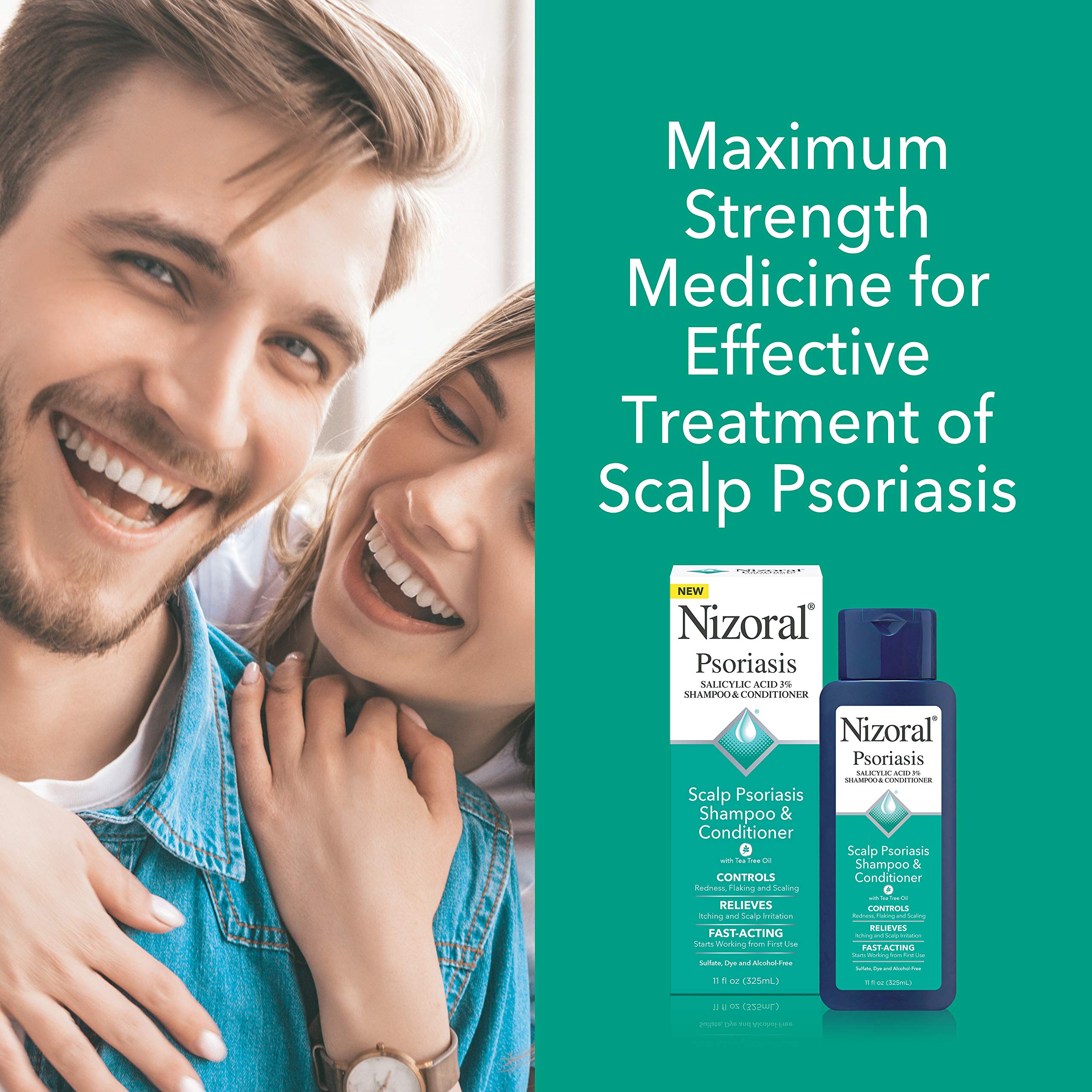 Nizoral Anti-Dandruff & Psoriasis Shampoo & Conditioner - 11 oz Scalp Treatment for Flakes, Itch & Irritation | Effective for Seborrheic Dermatitis & Scalp Psoriasis Relief | Daily Use for Healthy Hair & Scalp