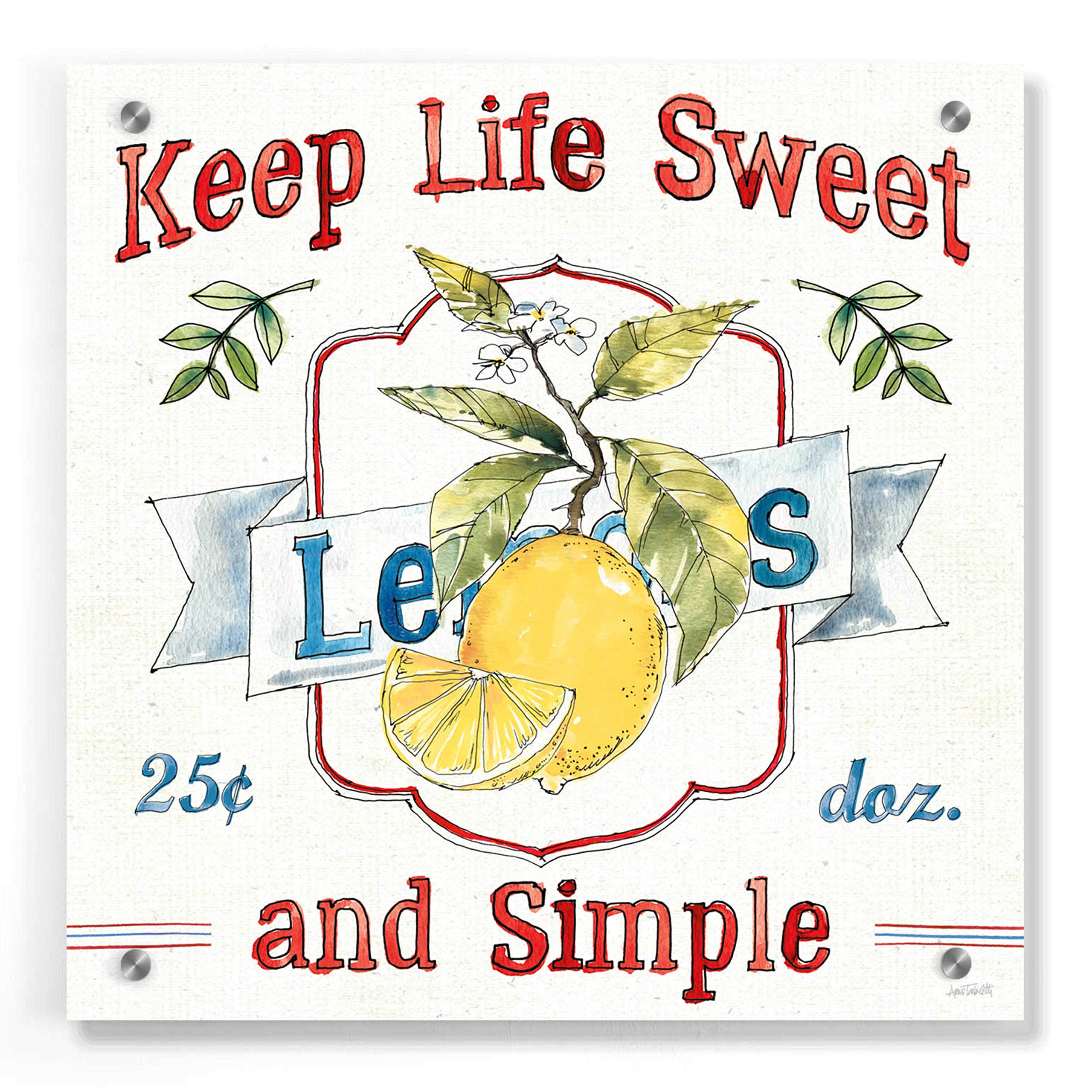 Epic Art 'Fruit Stand II' by Ann Tavoletti - Vibrant Acrylic Glass Wall Painting, 36x36 Inches - Perfect for Kitchen, Dining Room & Farmhouse Decor