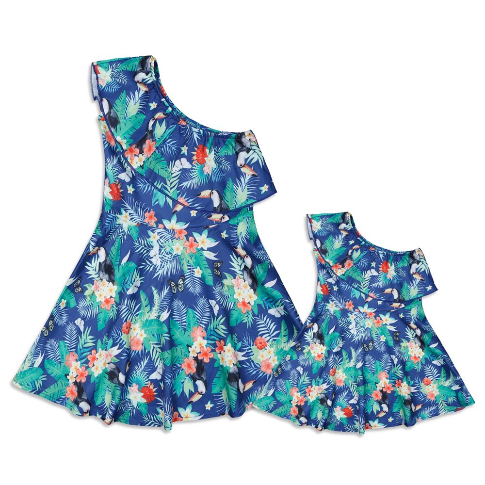 Lisenra Matching Mother Daughter Dresses Set - Floral Flounced Off Shoulder Mini Dress for Women & Girls | Perfect for Family Photos, Mother's Day & Special Occasions