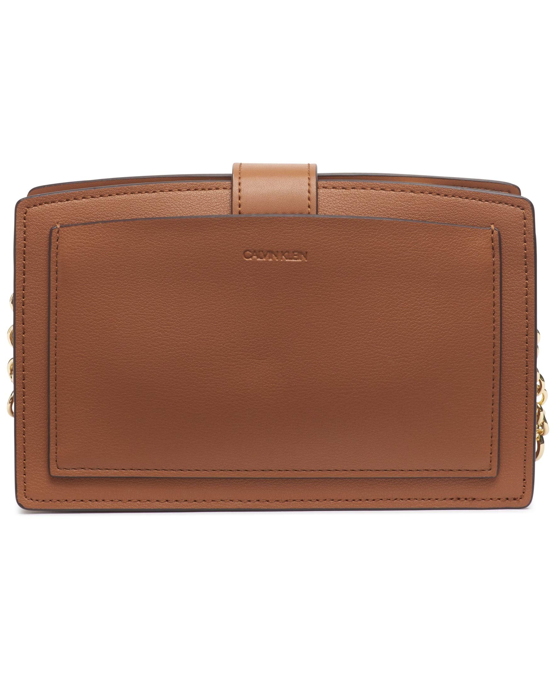 Calvin Klein Statement Series Lock Daytona Leather Chain Crossbody Bag for Women - Stylish & Trendy Shoulder Purse for Daily Use, Work, and Night Out