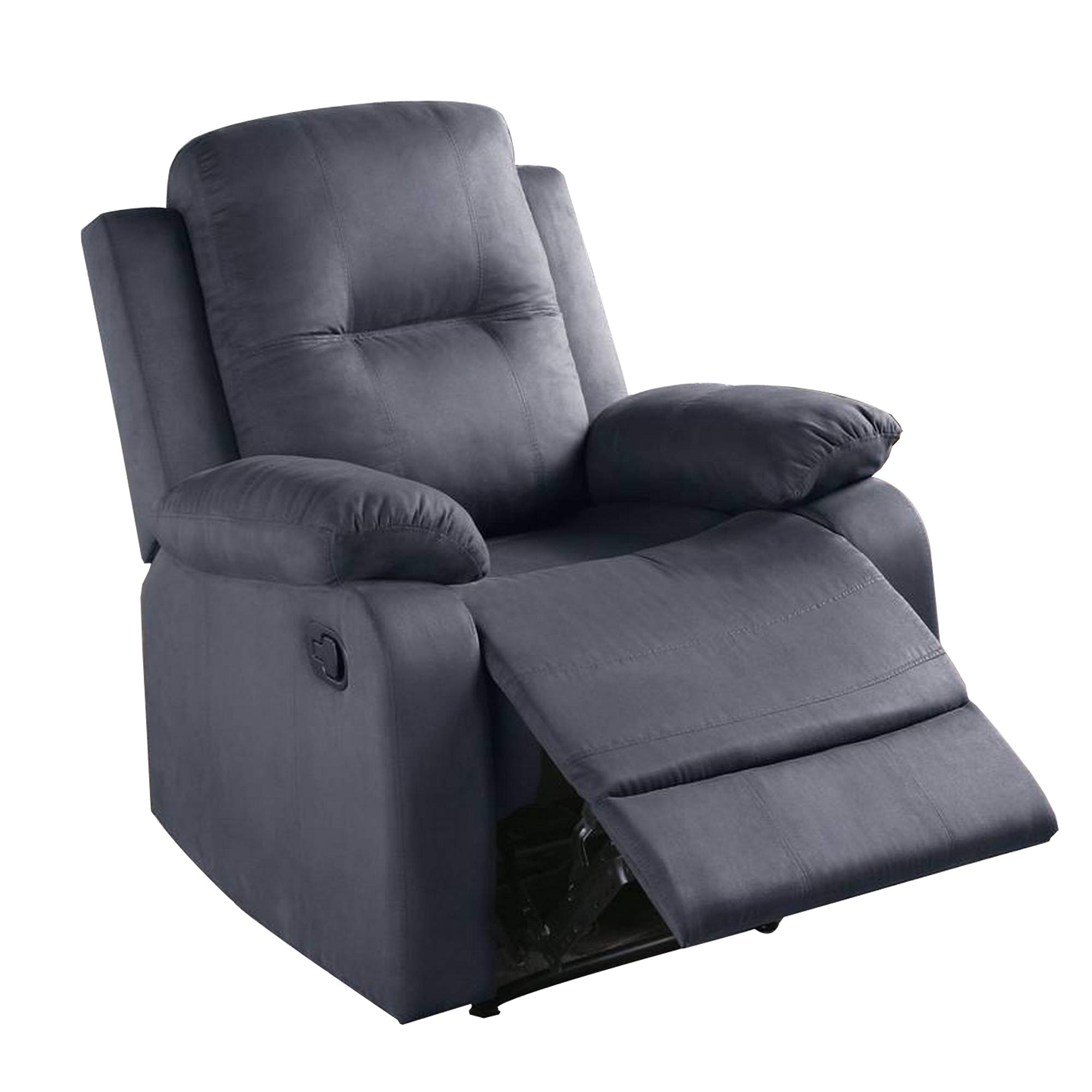 Benjara Gray Fabric Upholstered Recliner Chair with Tufted Back - Comfortable Living Room Seating for Relaxation & Home Theater