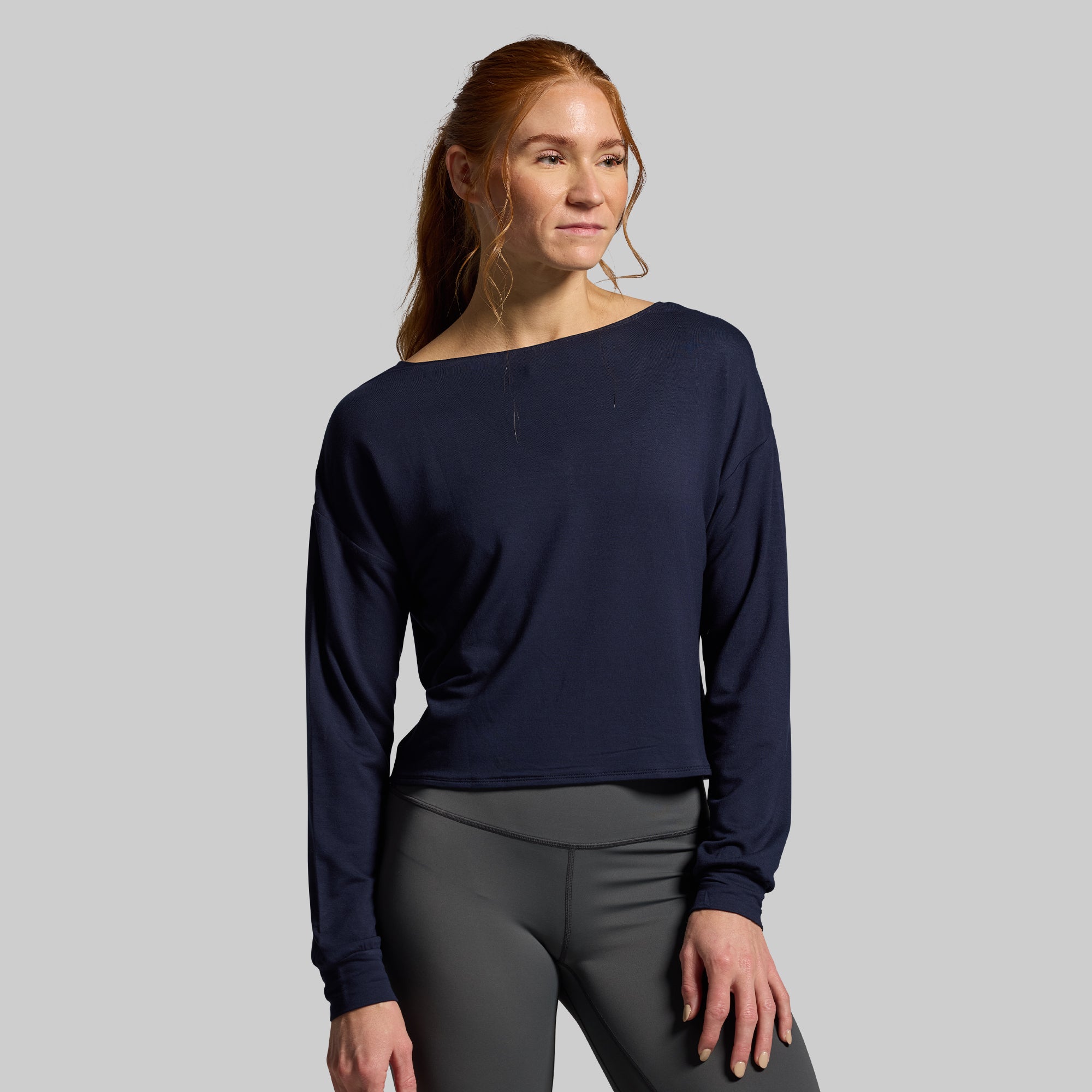 Two-Way Long Sleeve Shirt for Men & Women - Breathable BP Navy Top for Workout & Casual Wear | Gym, Yoga, Office & Everyday Use