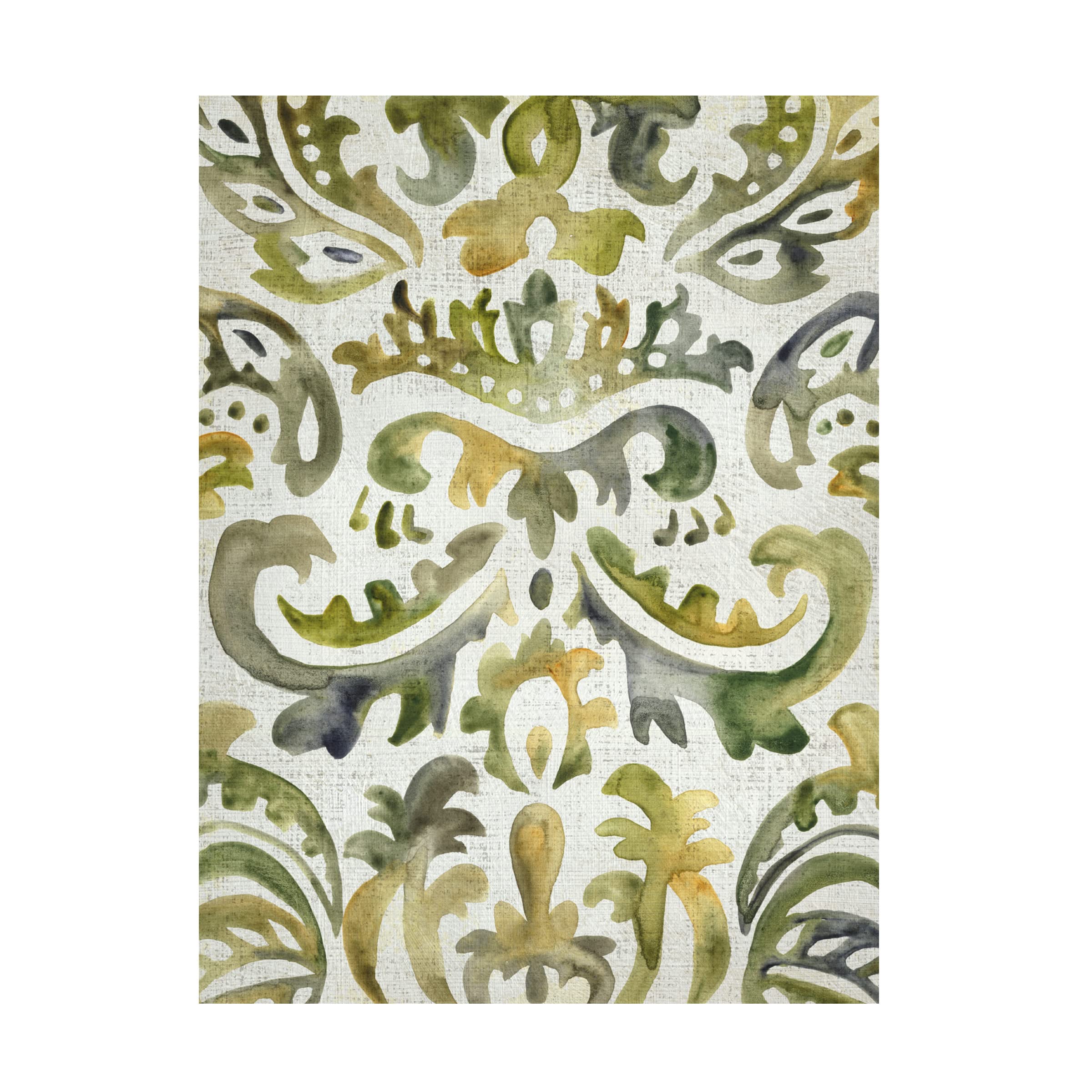 Trademark Fine Art 'Verdant Damask III' Canvas Wall Art by Chariklia Zarris - Modern Botanical Painting for Living Room, Bedroom & Office Decor