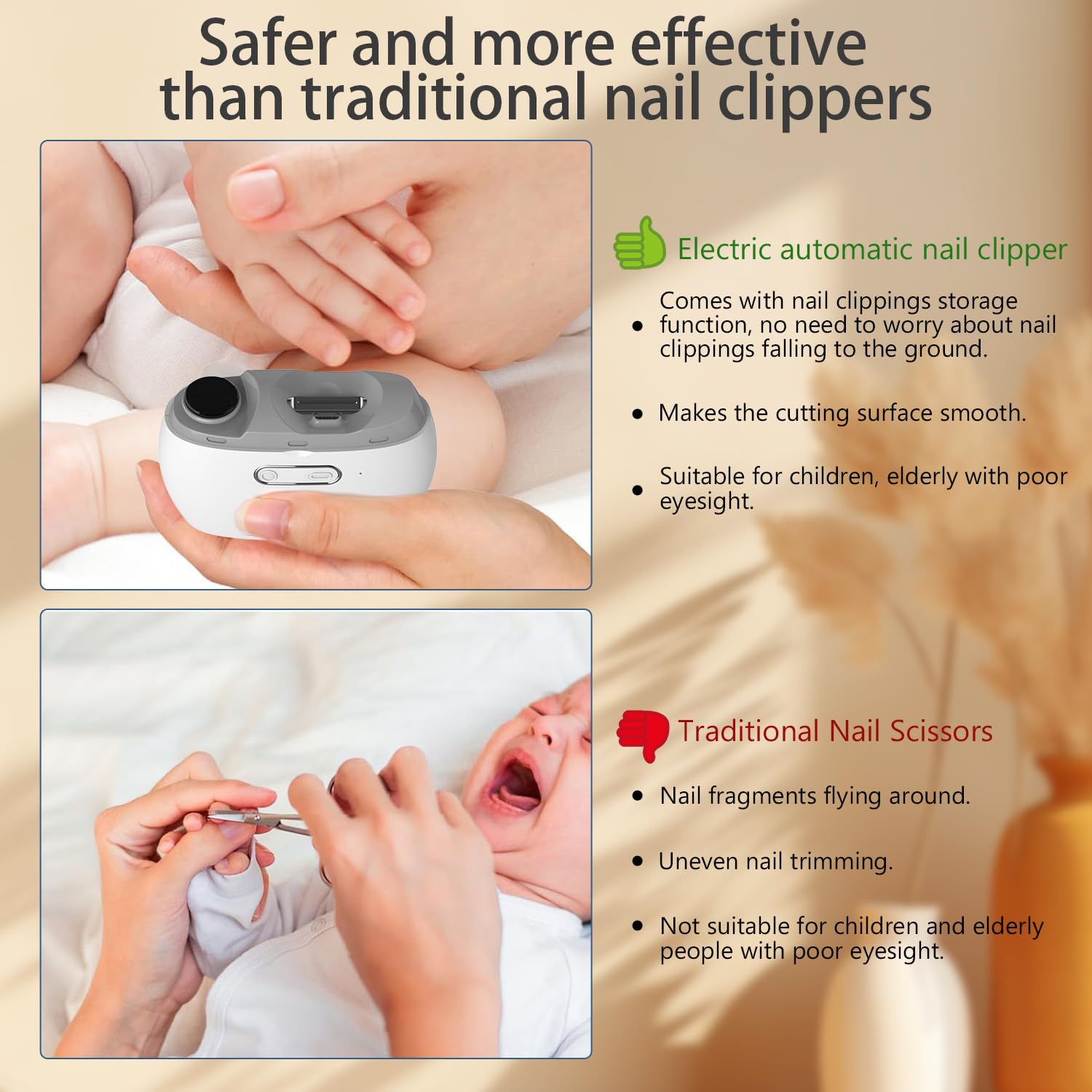 Electric Nail Clipper & Trimmer for Adults & Kids - 2-in-1 Rechargeable Nail Drill with LED Light & 2 Speed Settings - Perfect for Manicures, Pedicures & Baby Nail Care at Home or Travel