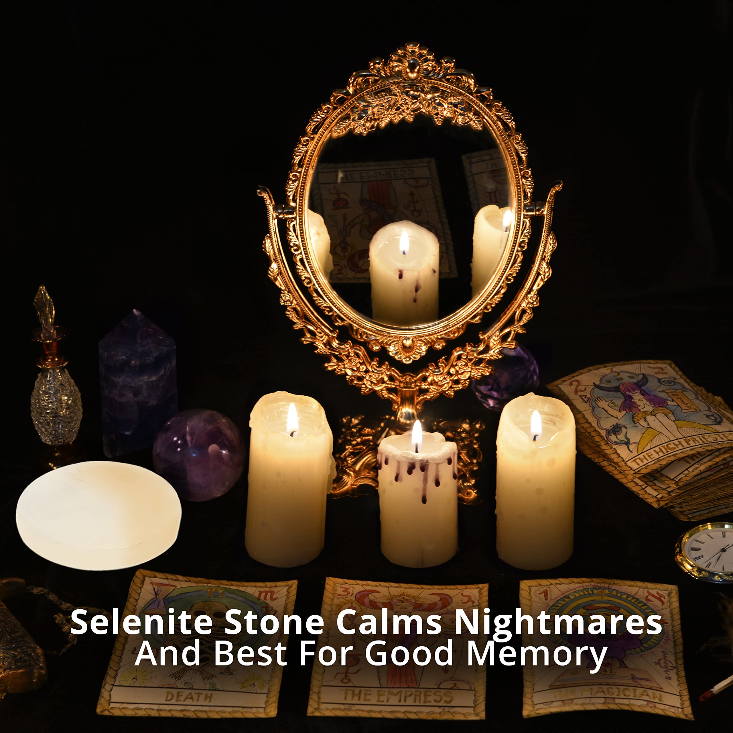 Himalayan Glow WBM Selenite Crystal Charging Plate - 2 Pack for Smudging, Healing & Recharging Crystals | Perfect for Meditation, Yoga & Spiritual Cleansing Rituals
