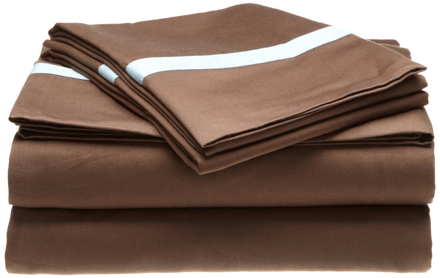 300 Thread Count 100% Cotton California King Sheet Set - Hotel Collection Deep Pocket Bed Sheets in Mocha & Sky Blue | Luxury Soft Bedding for Master Bedroom & Guest Room